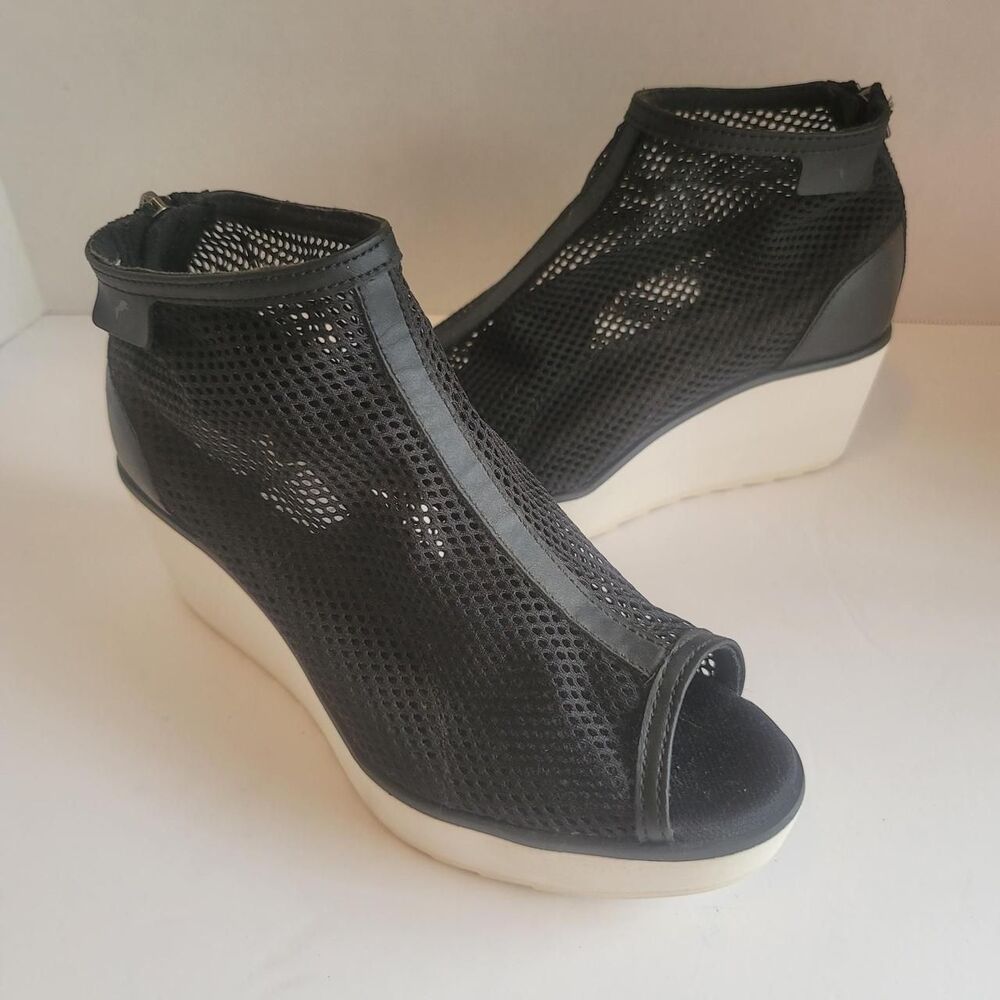 PUMA Wedge Sandals Mesh Platform Sneakers Black Women's Size 6.5